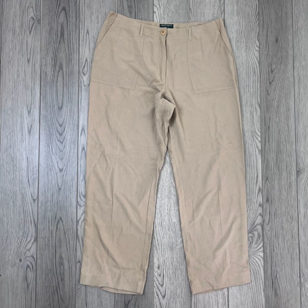 Marilyn Anselm Hobbs Size 14 Silk High Rise Wide Leg Office Casual Pants Trouser